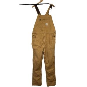 Carhartt Mens Duck Unlined‎ Rigby Bib Overalls Size 36X34 Brown Workwear EUC